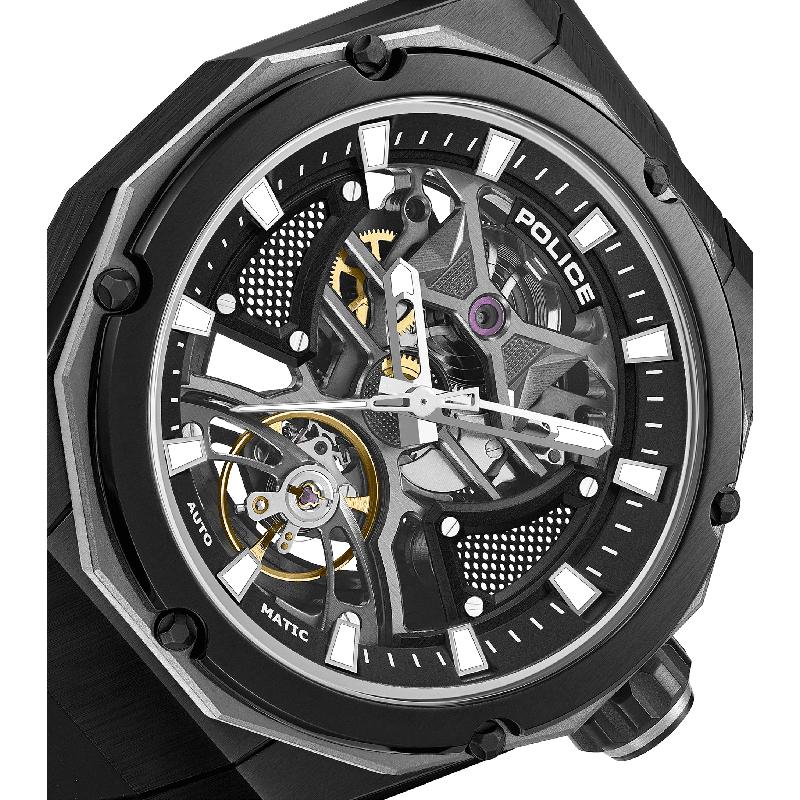 Police Dayton Men's Automatic Skeleton Dial Stainless Steel Watch ...