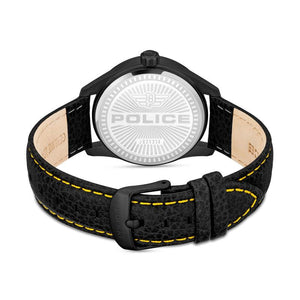 Police Gents Grille Black Leather Strap
