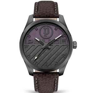 Police Gents Grille Dark Brown Leather Strap