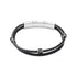 Police Twinrow Double Row Black Leather Bracelet