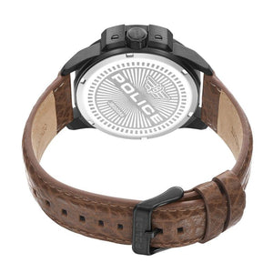 Police Underlined 3 Hands-Date Leather Strap